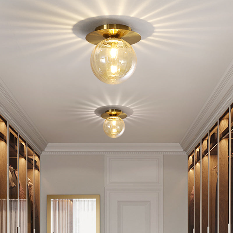 AureliaGlow Ceiling Lamp With Gold-Smoked Glass Fixture - OpalDwell