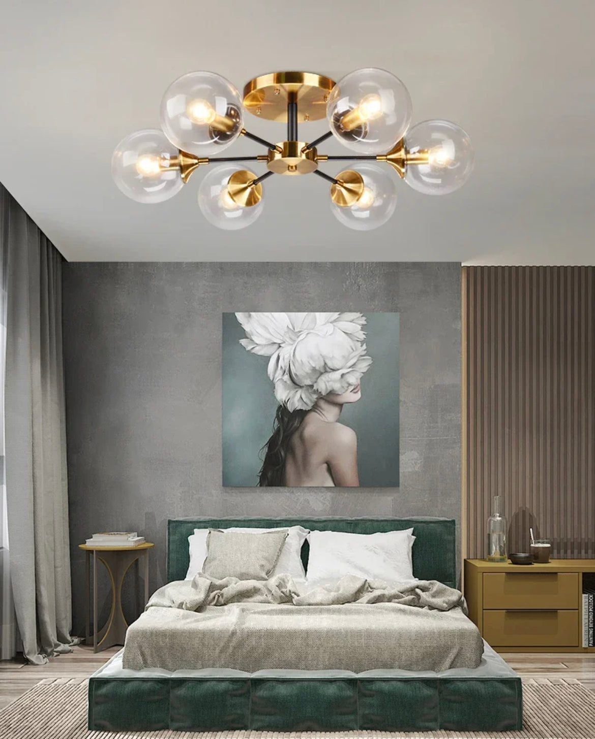 Glass Globe Chandelier in Jade OpalDwell