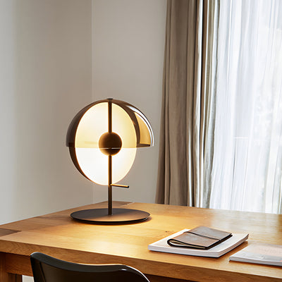 Astrae Table Lamp | Vertical Half Sphere Smoked Screen - OpalDwell