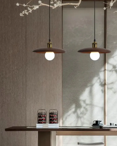 LumaNova Japandi Pendant Light With Slim Wood Shade - OpalDwell