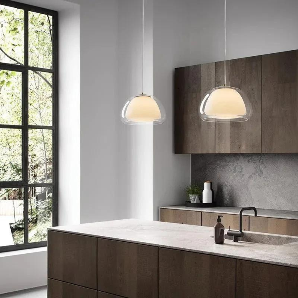 Luminex | Double Glass Dome Pendant Light With Soft Glow - OpalDwell