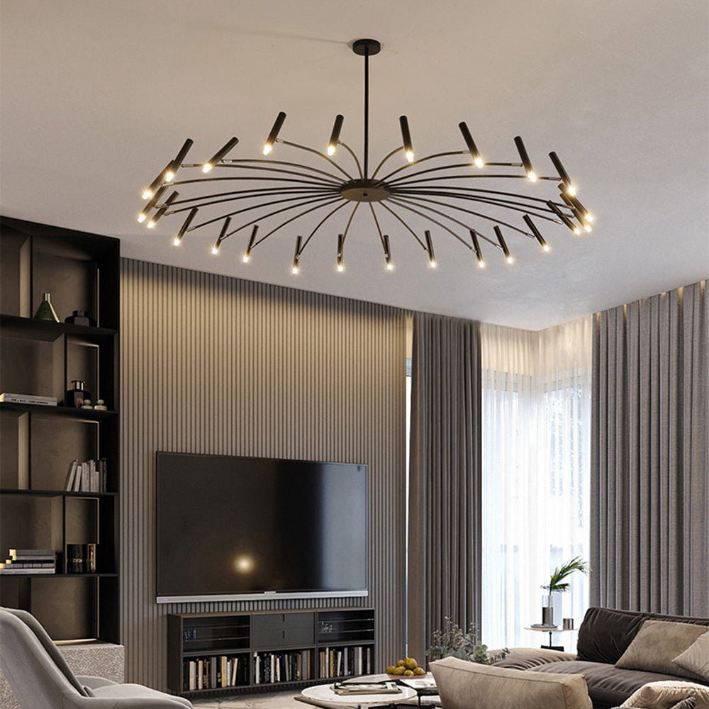ElaraLuxe Gold and Black LED Chandelier for Modern Living - OpalDwell