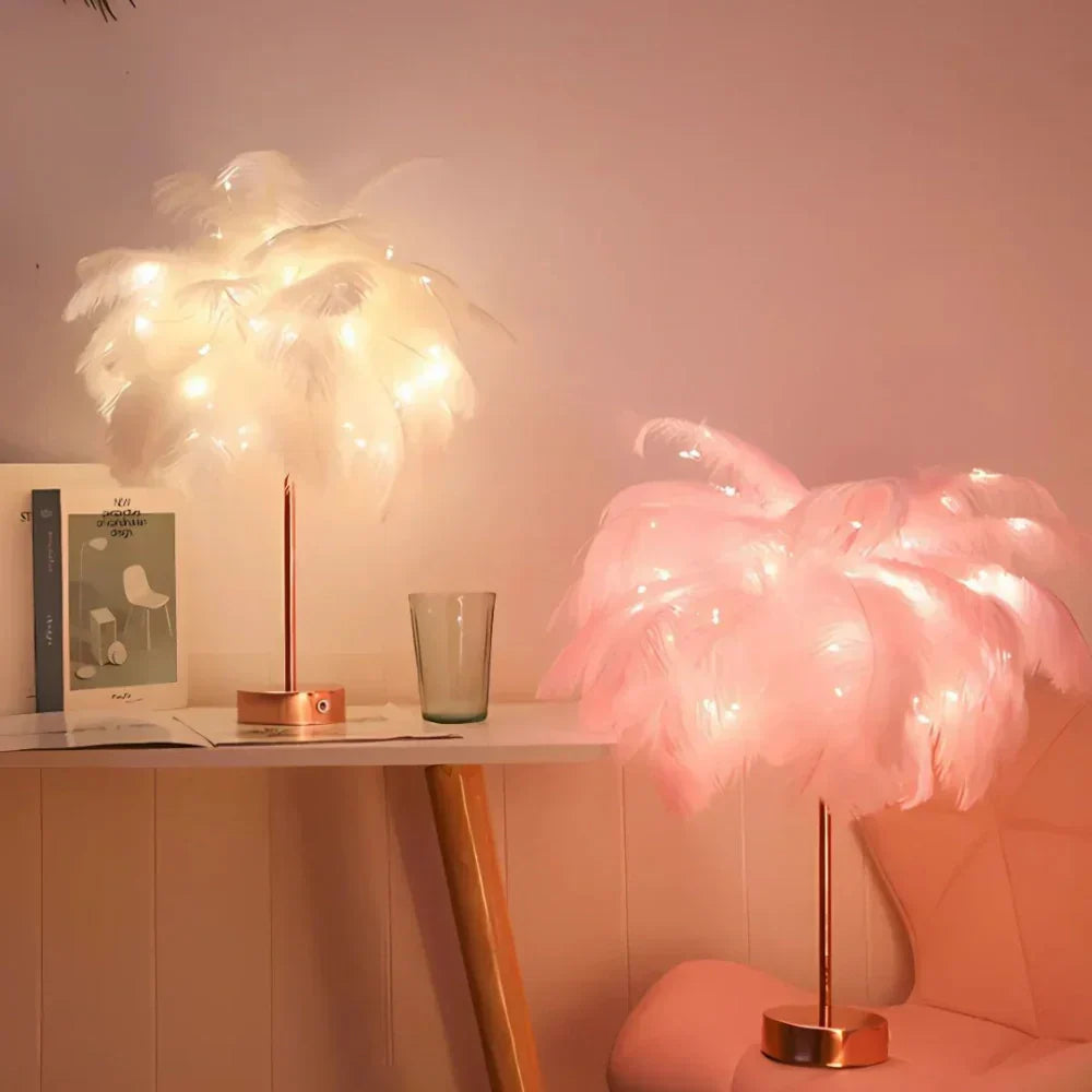 FeatherLuxe Glow Lamp | Soft Ambient Light for Living Rooms - OpalDwell