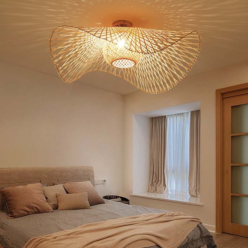 Nokari Boho Rattan Pendant Lamp Japanese Style Warm Glow OpalDwell