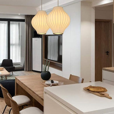 NovaCrest Silk and Steel Pendant Lamp for Modern Interiors OpalDwell