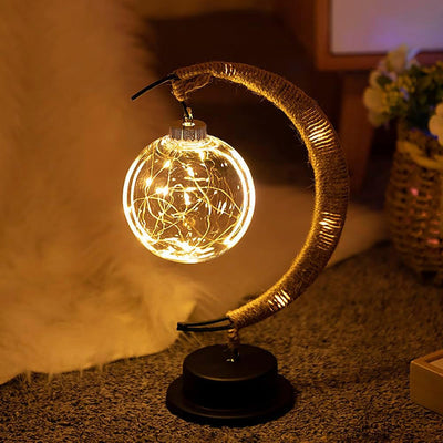 AsteriGlow Glass Moon Lamp Warm Ambient Moonlight Glow - OpalDwell