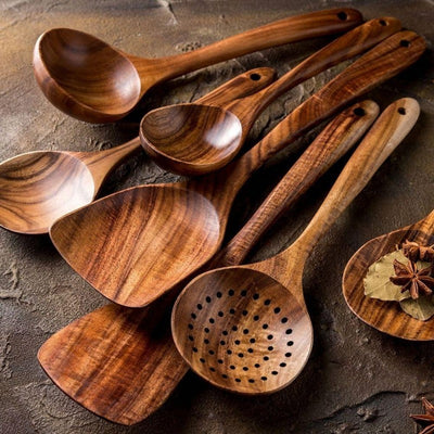 Hearthwood Teak Kitchen Utensils Set | OpalDwell - OpalDwell