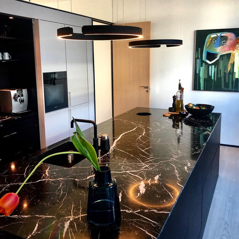 LyraHalo Round LED Pendant Light With Metal Construction For Living And Dining OpalDwell