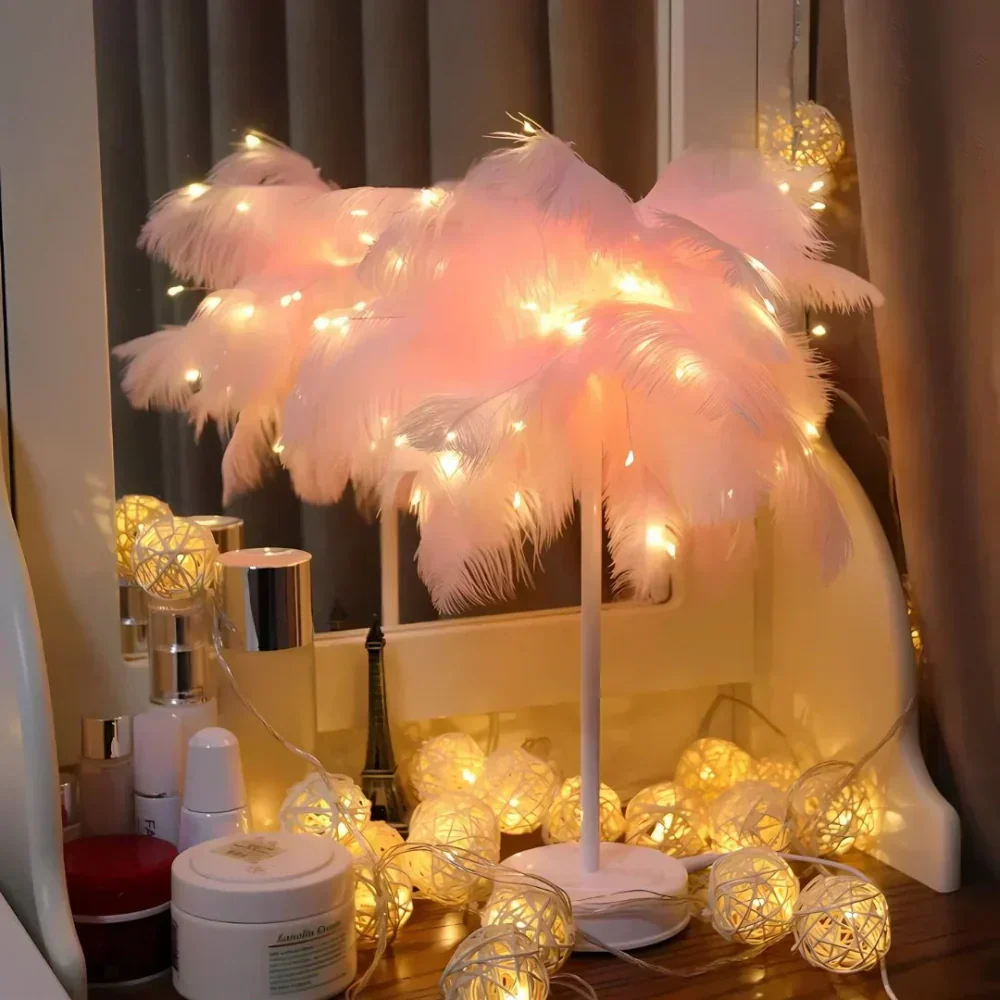 FeatherLuxe Glow Lamp | Soft Ambient Light for Living Rooms - OpalDwell