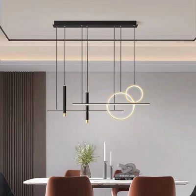 NoirLuxe Black Metal LED Chandelier for Living Room - OpalDwell