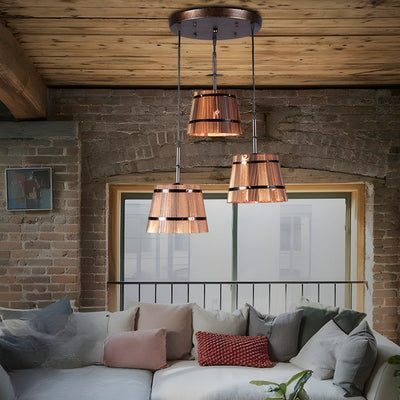 CaskGlow Wooden Bucket Pendant Light for Bars and Cafes - OpalDwell