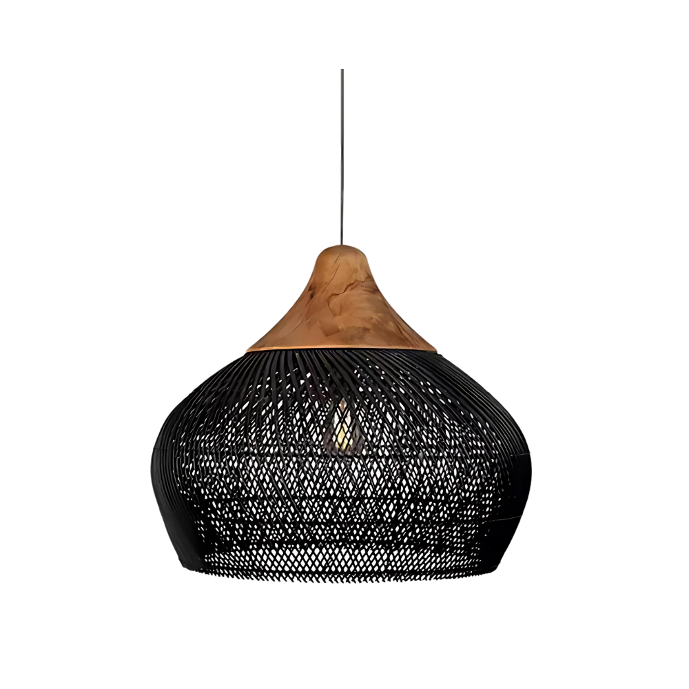 Asterra Handwoven Rattan Pendant Light Boho Ceiling - OpalDwell