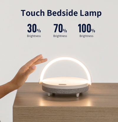 LumaNova 4 In 1 Bedside Lamp With Wireless Charging And Bluetooth Speaker - OpalDwell