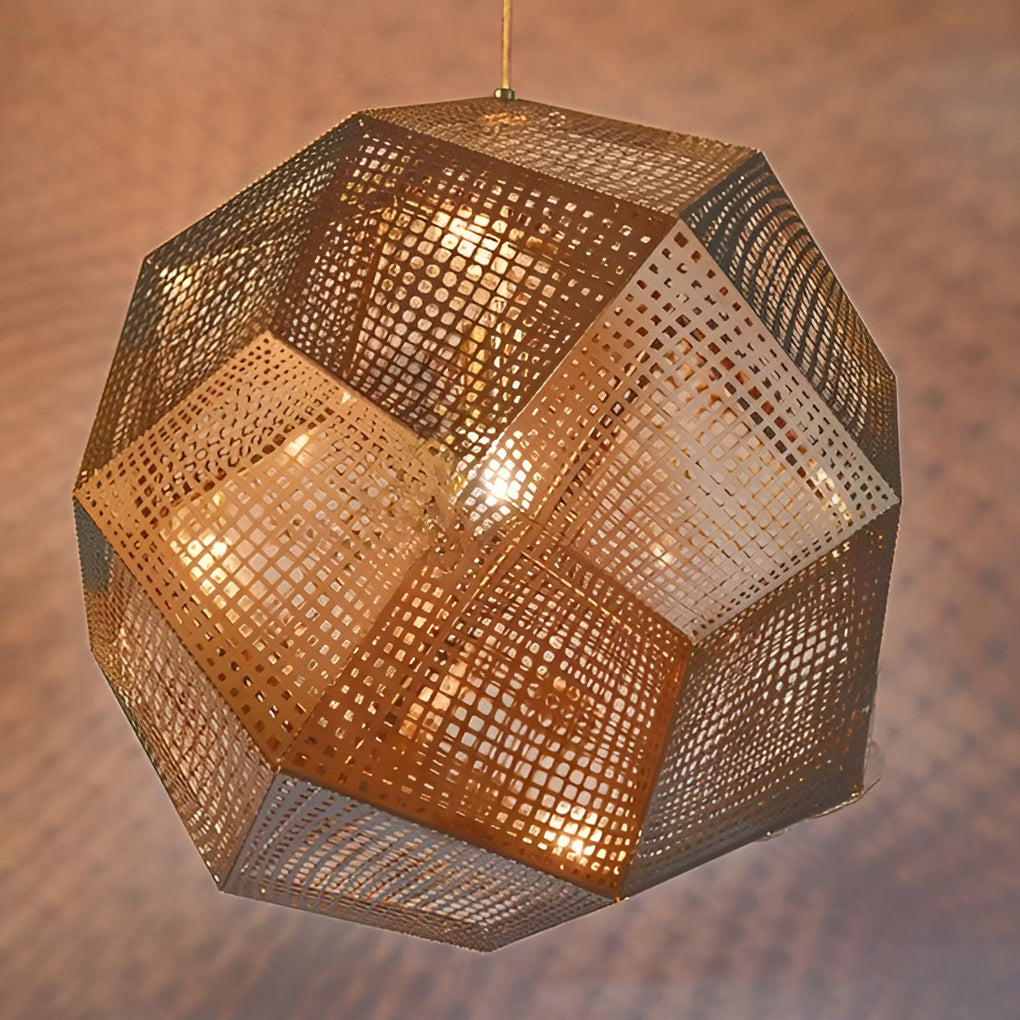 Lumenara Geometric Round Pendant Lamp in Electrolytic Metal - OpalDwell