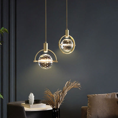 AuraRing Crystal Pendant Light LED Ring Lamp Fixture - OpalDwell
