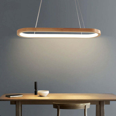 LumaWood Modern Hanging Lamp Metal And Wood With LED - OpalDwell