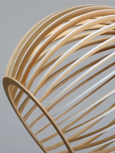FjordLoom Wood Cage Pendant Light With Adjustable Cord | Birdcage Chandelier OpalDwell