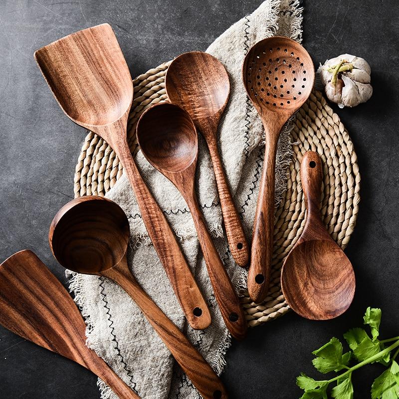 Hearthwood Teak Kitchen Utensils Set | OpalDwell - OpalDwell