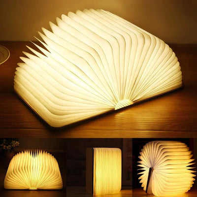 LyraLeaf Open Book LED Lamp For Nightstand Rechargeable Cozy Reading Light - OpalDwell