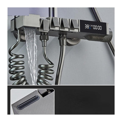 Navaro Ash-Plated Thermostatic Shower Set With Digital Display And Pressurized Faucet | OpalDwell OpalDwell
