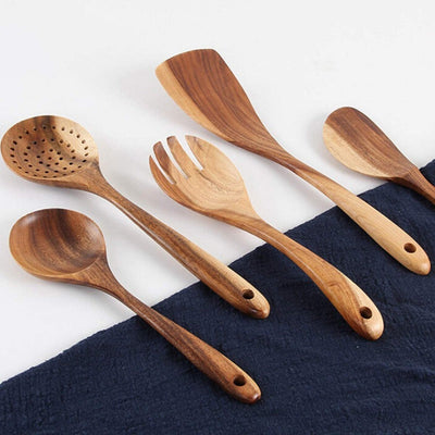 Hearthwood Teak Kitchen Utensils Set | OpalDwell - OpalDwell