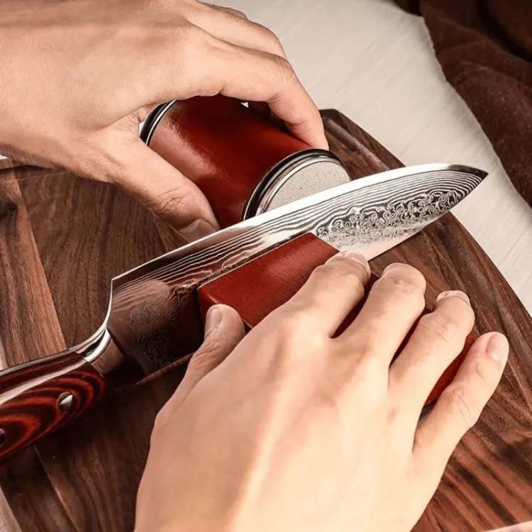EdgeFlow Dual Grit Rolling Knife Sharpener for Kitchen Restores Sharp Blades - OpalDwell