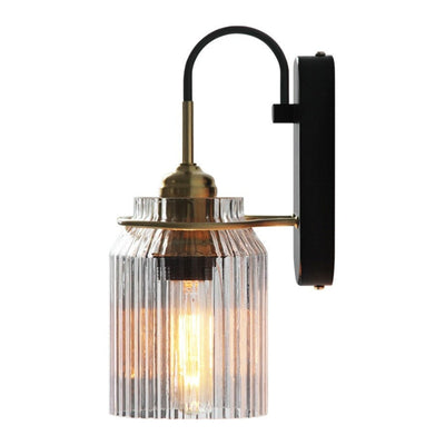 Vintage Style Wall Sconce With Ribbed Glass Shade | OpalDwell - OpalDwell