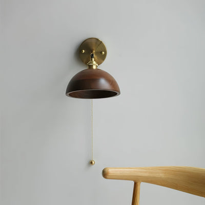 Aureo Vintage-Style Wood Wall Lamp with Pull Chain Switch - OpalDwell