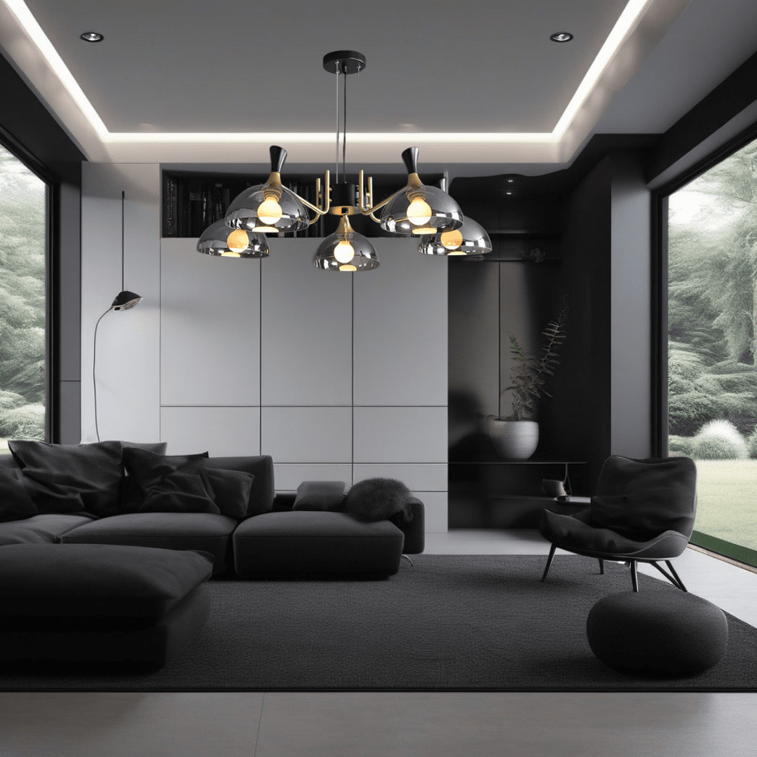 Lucentus | LED Chandelier in Black Glass - OpalDwell
