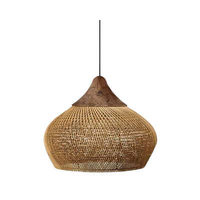 Kevara Rattan Ceiling Lamp Handwoven Boho Pendant Light With Natural Shade - OpalDwell