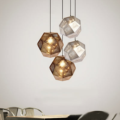 Lumenara Geometric Round Pendant Lamp in Electrolytic Metal - OpalDwell