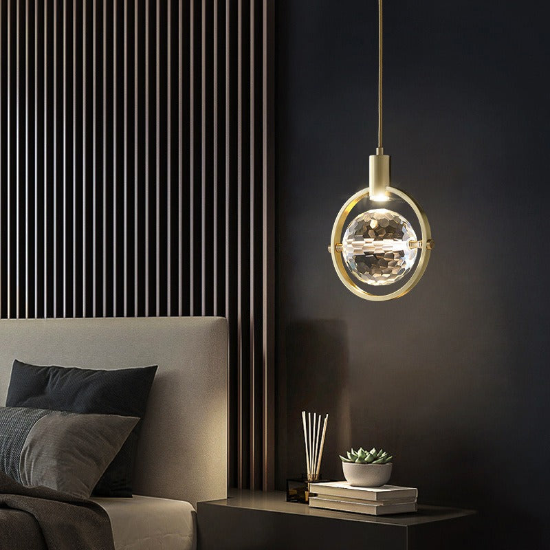 AuraRing Crystal Pendant Light LED Ring Lamp Fixture - OpalDwell