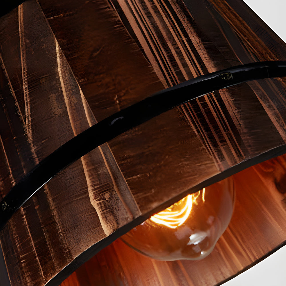 CaskGlow Wooden Bucket Pendant Light for Bars and Cafes - OpalDwell