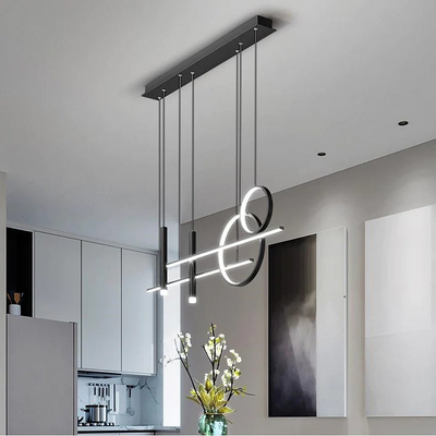 NoirLuxe Black Metal LED Chandelier for Living Room - OpalDwell
