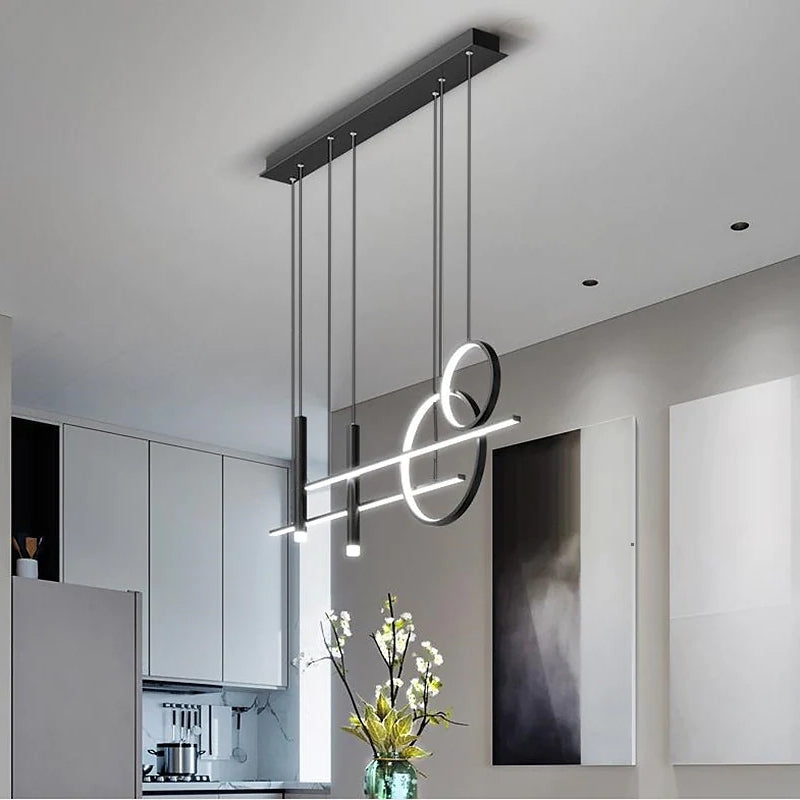 NoirLuxe Black Metal LED Chandelier for Living Room - OpalDwell