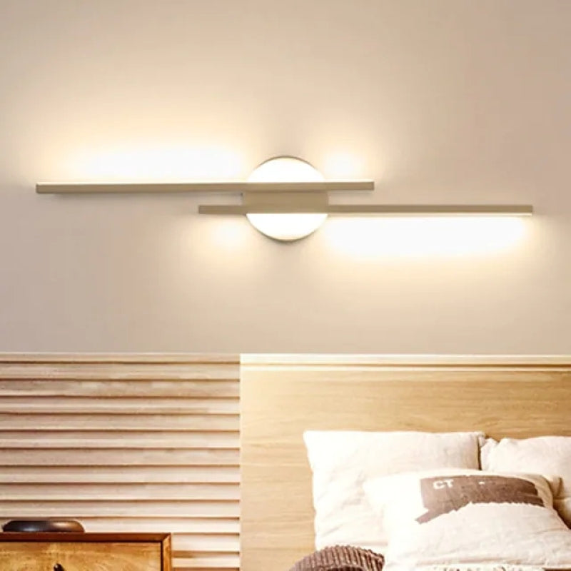 Fjordra Nordic Disc and Linear LED Wall Lamp Black White - OpalDwell