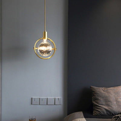 AuraRing Crystal Pendant Light LED Ring Lamp Fixture - OpalDwell
