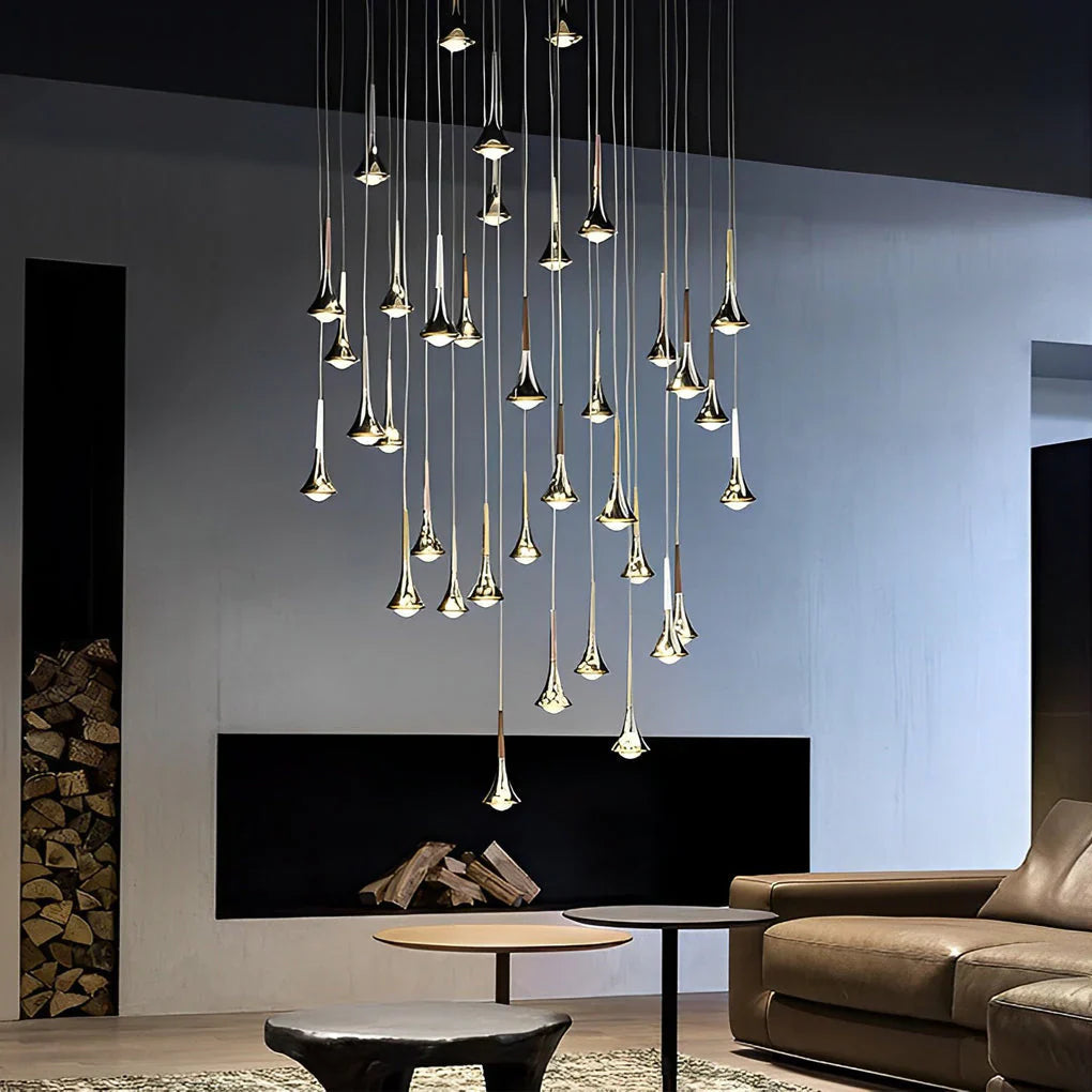 LumenAria Water Drop LED Nordic Stair Pendant Light OpalDwell