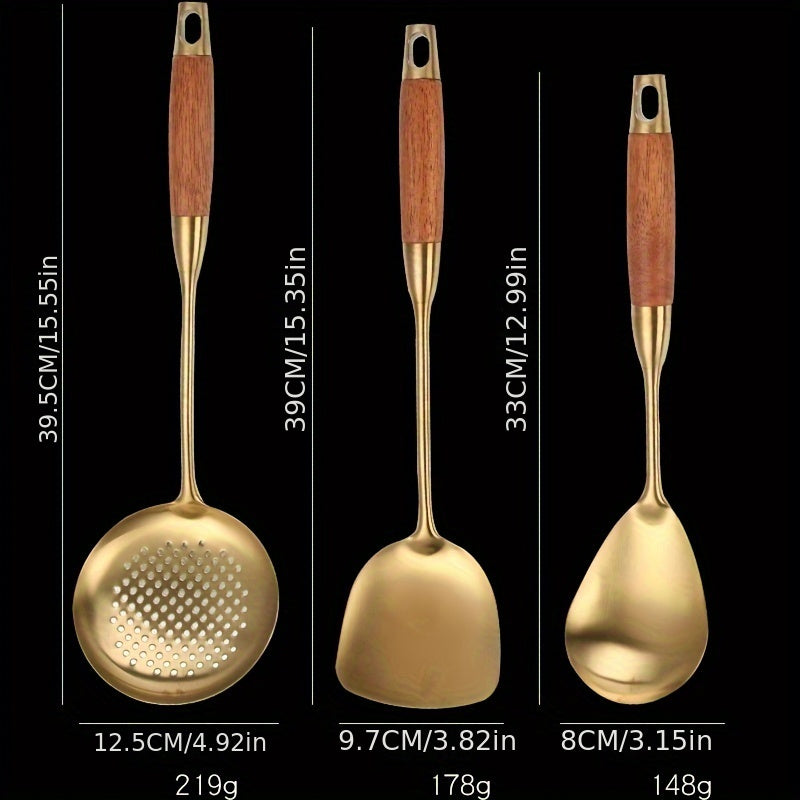 Aurora Gold and Silver Stainless Steel Kitchen Utensils - OpalDwell
