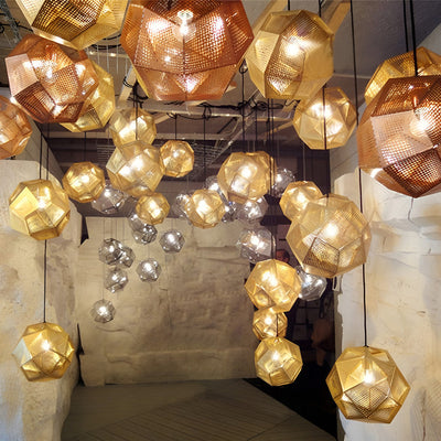 Lumenara Geometric Round Pendant Lamp in Electrolytic Metal - OpalDwell