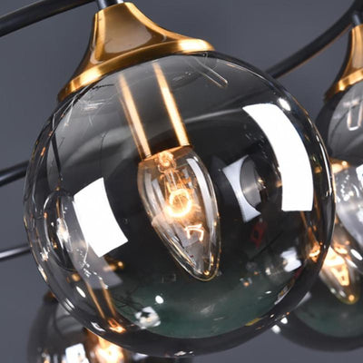 LuminaraArc Vintage Round Smoky Glass Chandelier Dimmable - OpalDwell