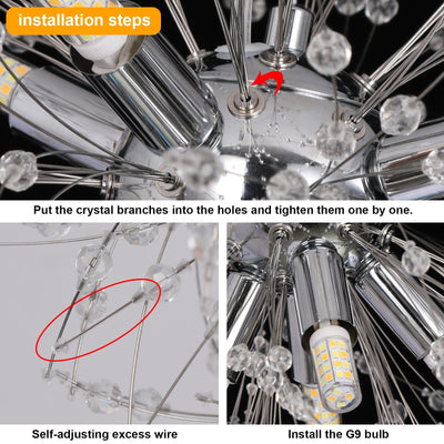Asterra Modern Crystal Dandelion Pendant Ceiling Light OpalDwell