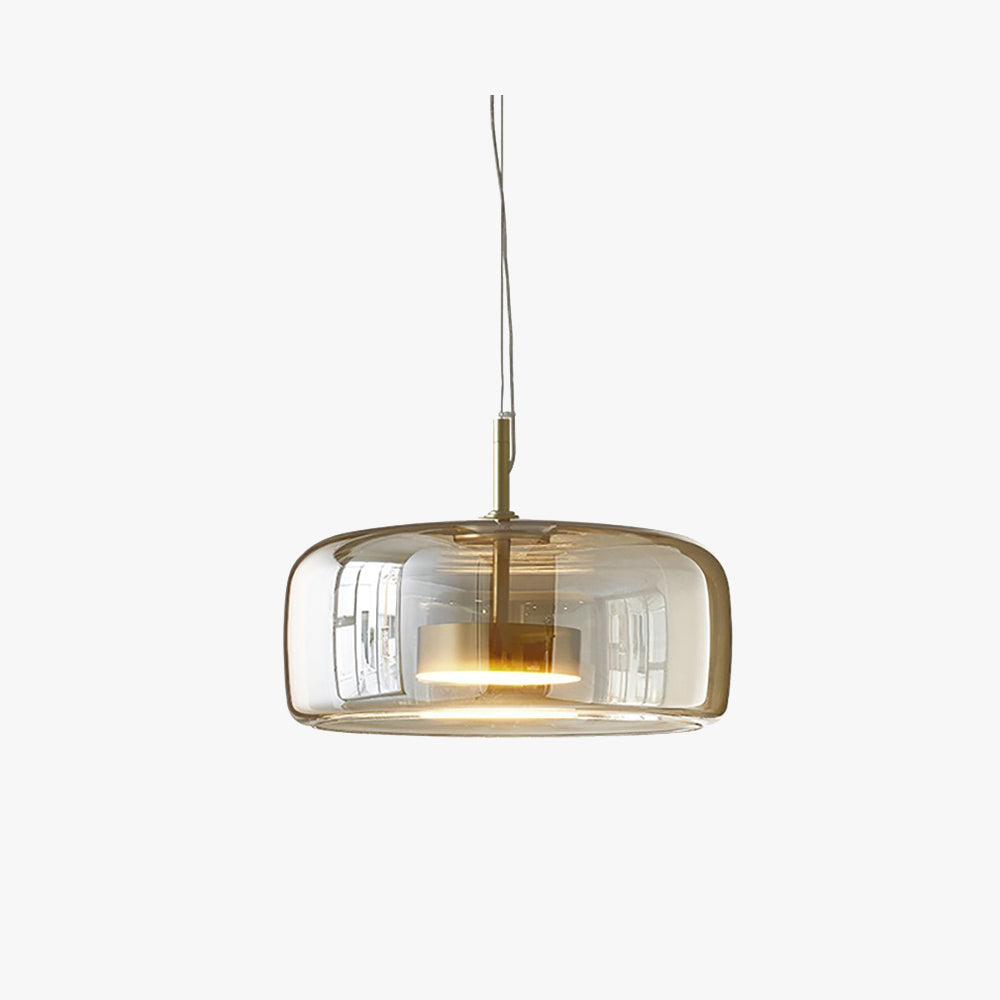 Marisol Retro LED Pendant Light Gold Amber Glass Bedroom - OpalDwell