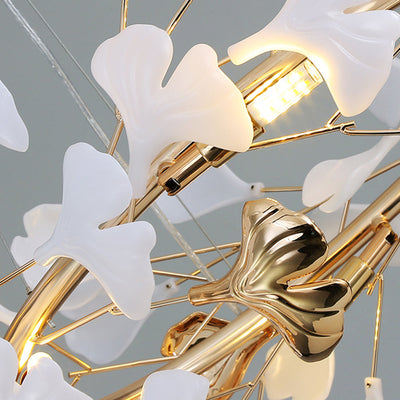 CeraLuxe Ceramic Chandelier with 8 Warm LEDs for Interiors OpalDwell