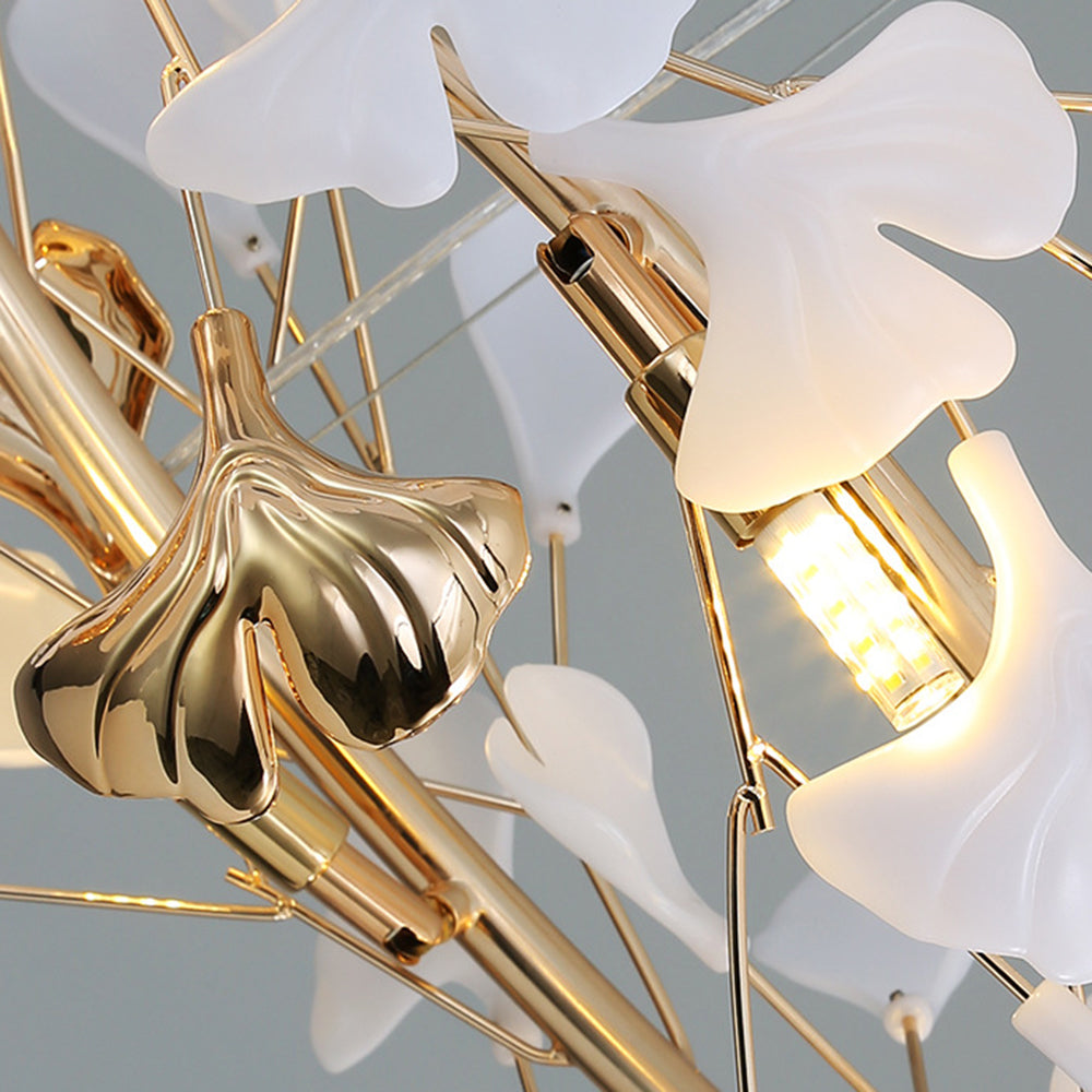 CeraLuxe Ceramic Chandelier with 8 Warm LEDs for Interiors OpalDwell