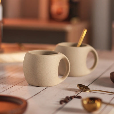 Hana Zen Japanese Inspired Ceramic Coffee Cup Set With Bamboo Saucer And Spoon - OpalDwell