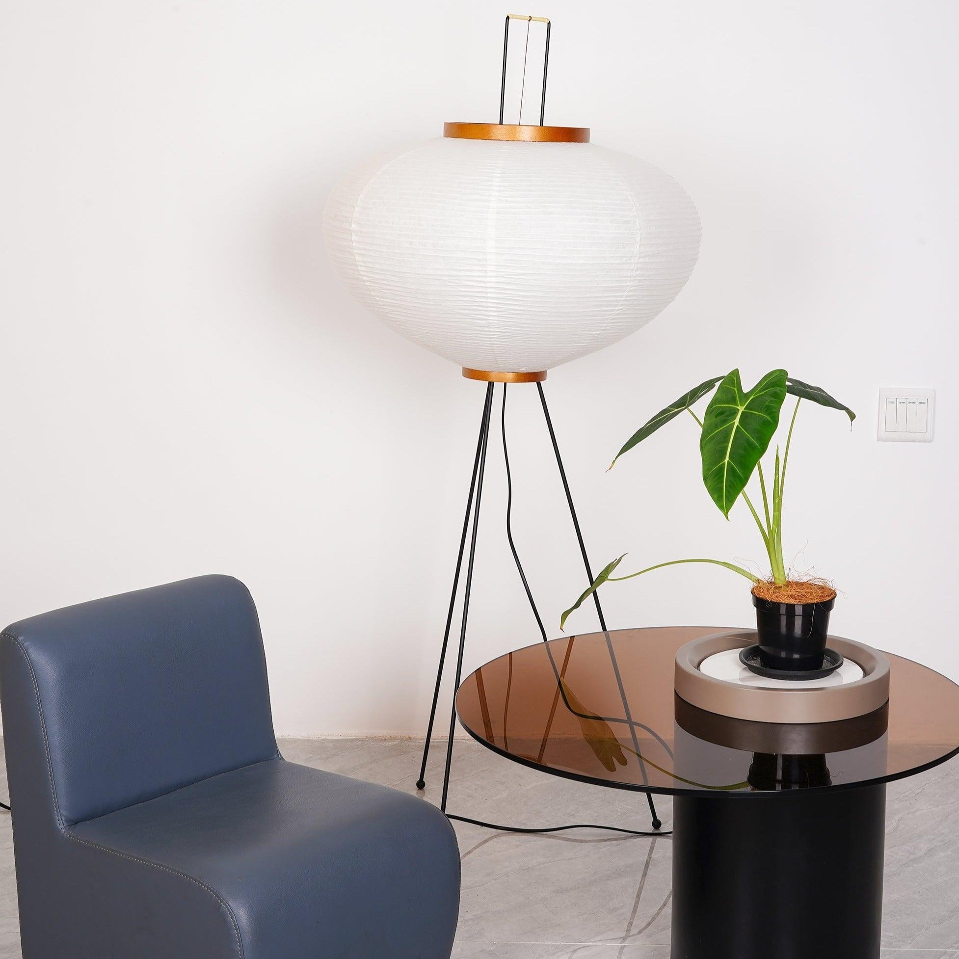 Kazumi Rice Paper Floor Lamp by OpalDwell Soft Ambient Glow OpalDwell