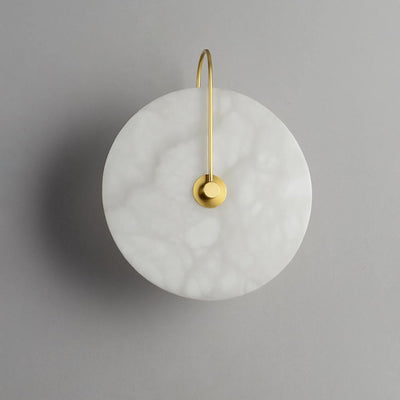 CelesteLume Alabaster LED Disc Sconce with Black Arm - OpalDwell
