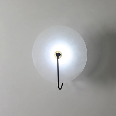 CelesteLume Alabaster LED Disc Sconce with Black Arm - OpalDwell
