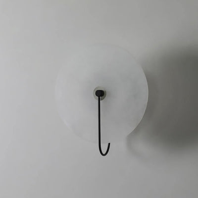 CelesteLume Alabaster LED Disc Sconce with Black Arm - OpalDwell